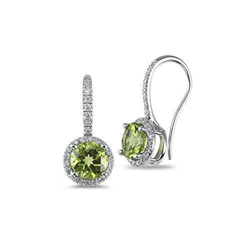 0.26 Cts Diamond & 2.70 Cts Peridot Earrings in 14K White Gold