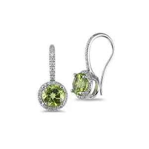 0.26 Cts Diamond & 2.70 Cts Peridot Earrings in 14K White Gold