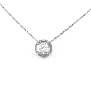 14K Gold  White Topaz Solitaire Necklace