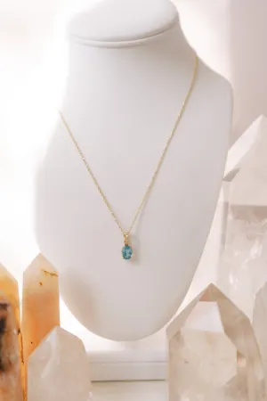 14k Oval Topaz & Diamond Necklace