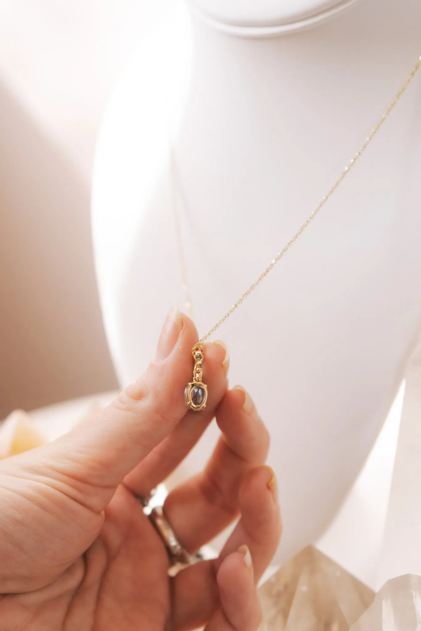 14k Oval Topaz & Diamond Necklace