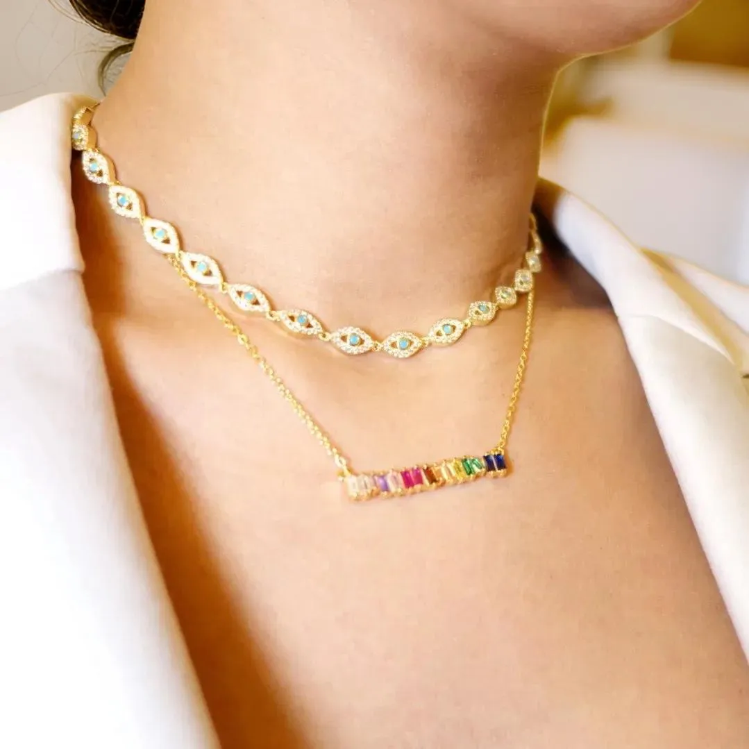 18k Gold Vermeil Evil Eye Necklace: The Eileen
