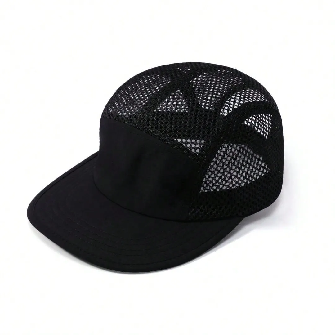 1pc Men's Summer Breathable Mesh Baseball Cap, Japanese Style Baseball Cap, Five Panels, Outdoor Camping Mesh Hat, Big Head Circumference Trucker Cap