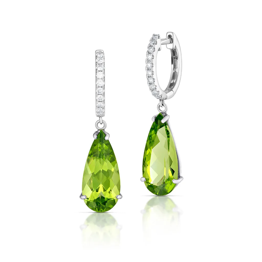 6.58 Carat Peridot Huggie Drop Earrings