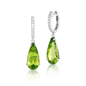6.58 Carat Peridot Huggie Drop Earrings