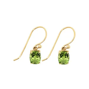 9ct Yellow Gold Emerald Cut Peridot Drop Earrings