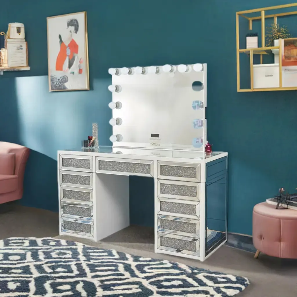 Adele Hollywood Makeup Vanity Station - White