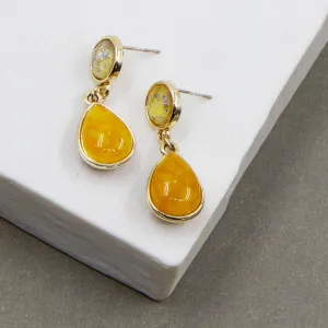 Amber effect resin drop earrings