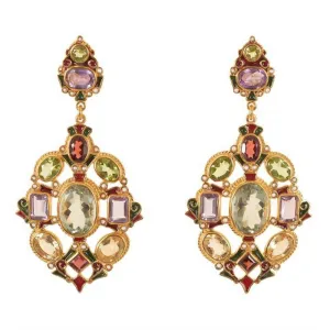 Amethyst Peridot Garnet And Citrine Earrings