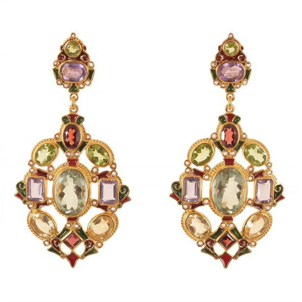 Amethyst Peridot Garnet And Citrine Earrings