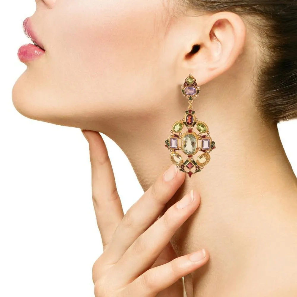 Amethyst Peridot Garnet And Citrine Earrings
