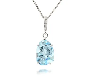 Angular Cut Blue Topaz Diamond Necklace