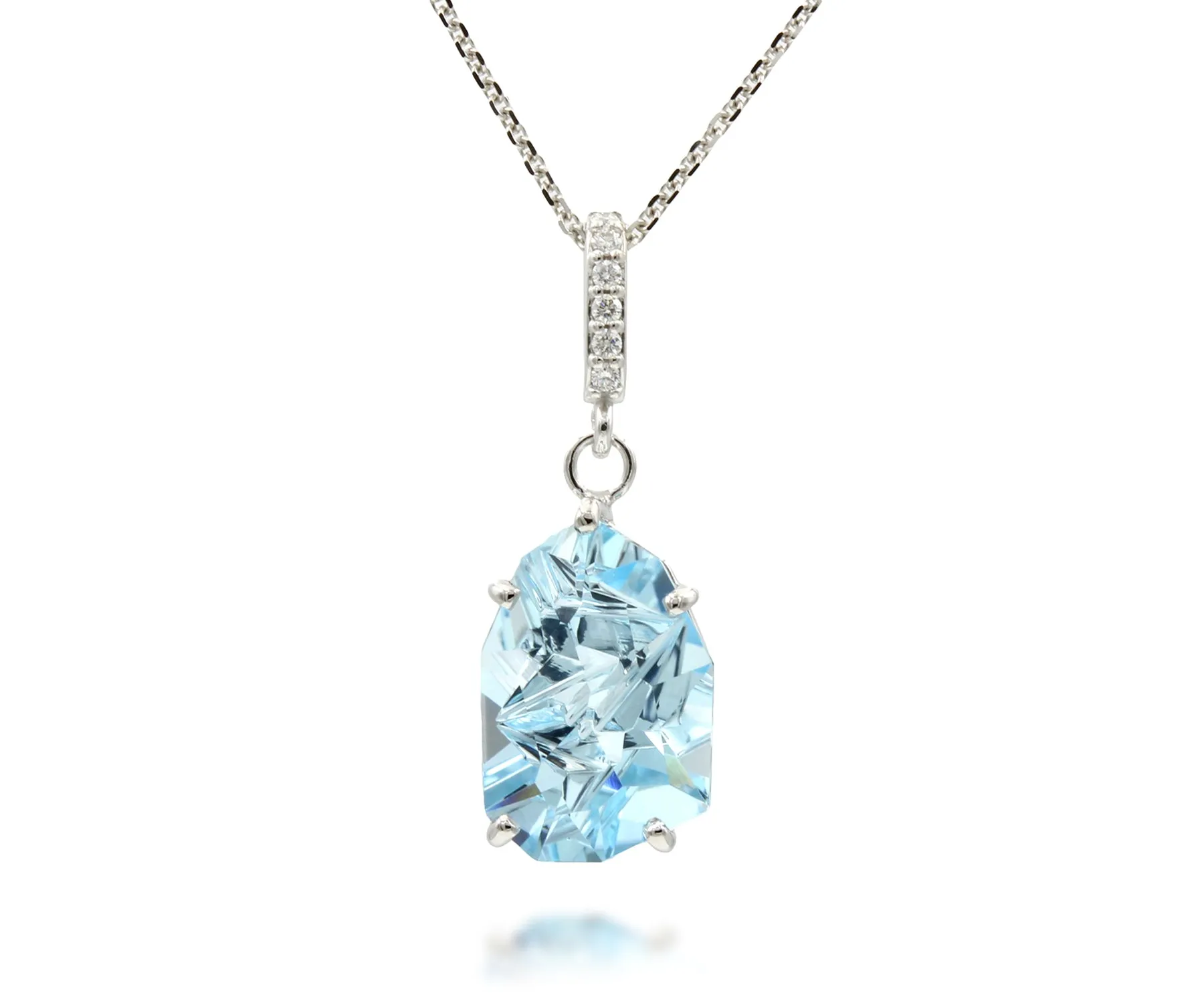 Angular Cut Blue Topaz Diamond Necklace