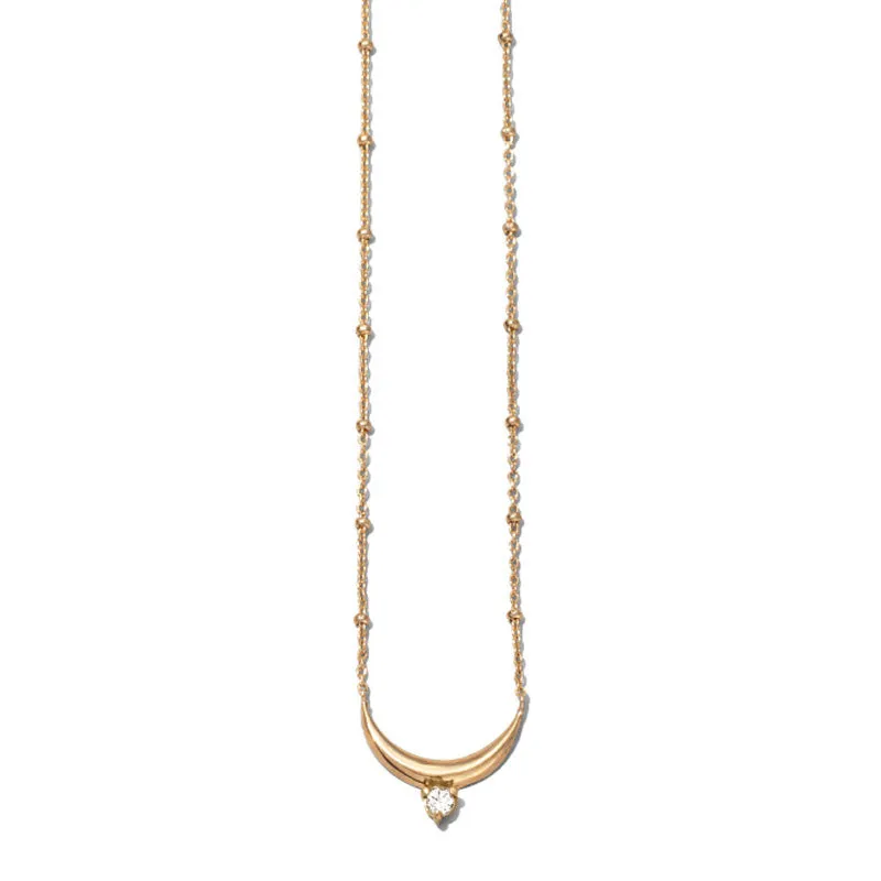 Arc Necklace, White Topaz, Gold