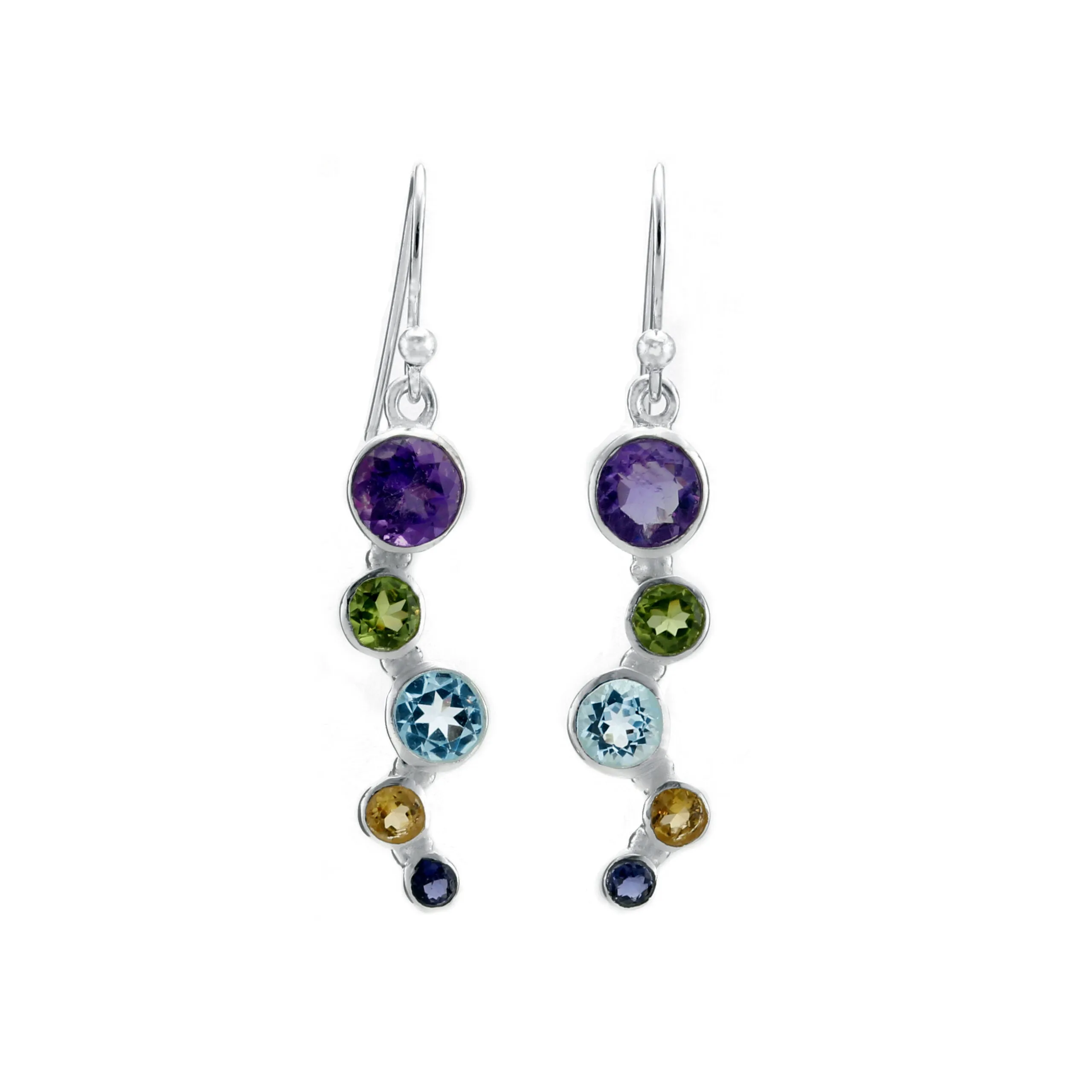 Banyan Silver Five Stone Drop Earrings