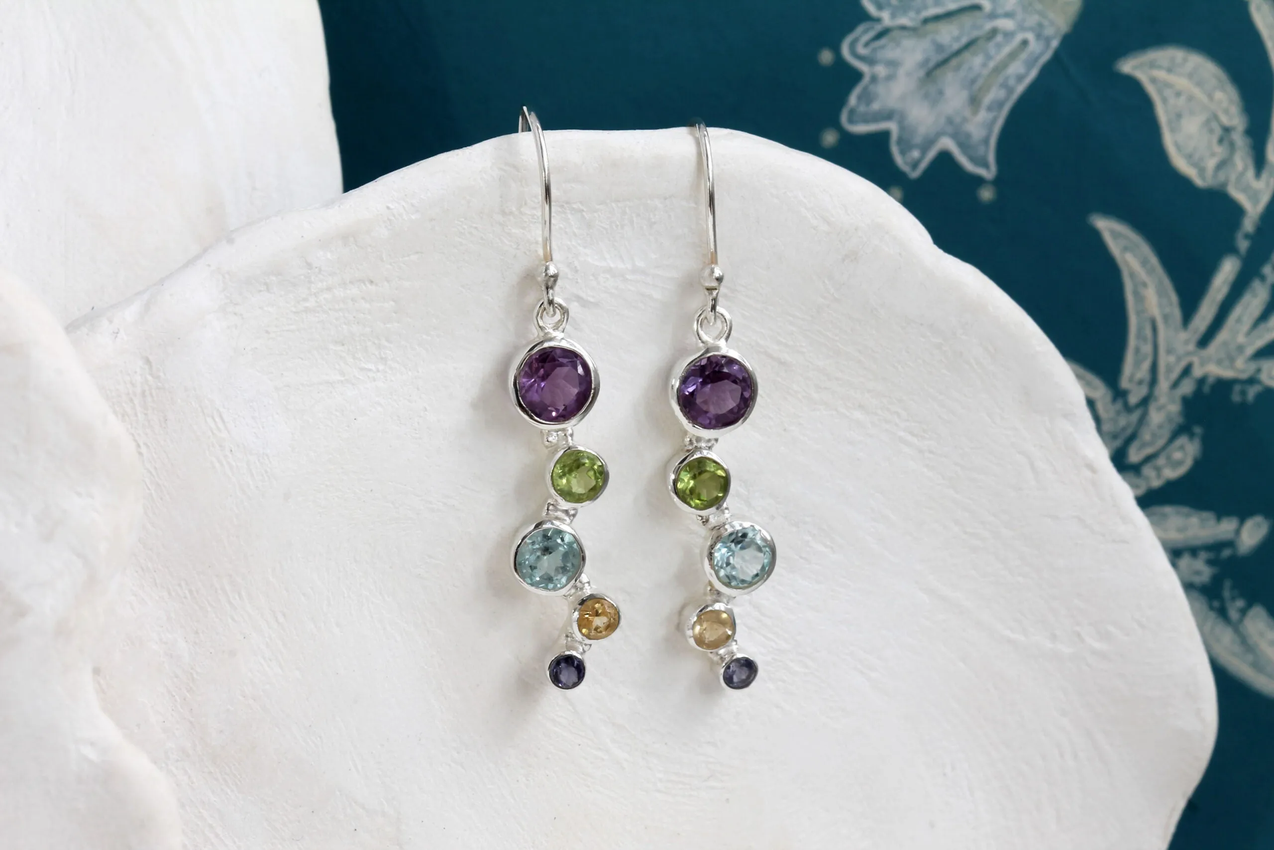 Banyan Silver Five Stone Drop Earrings