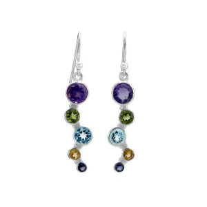 Banyan Silver Five Stone Drop Earrings