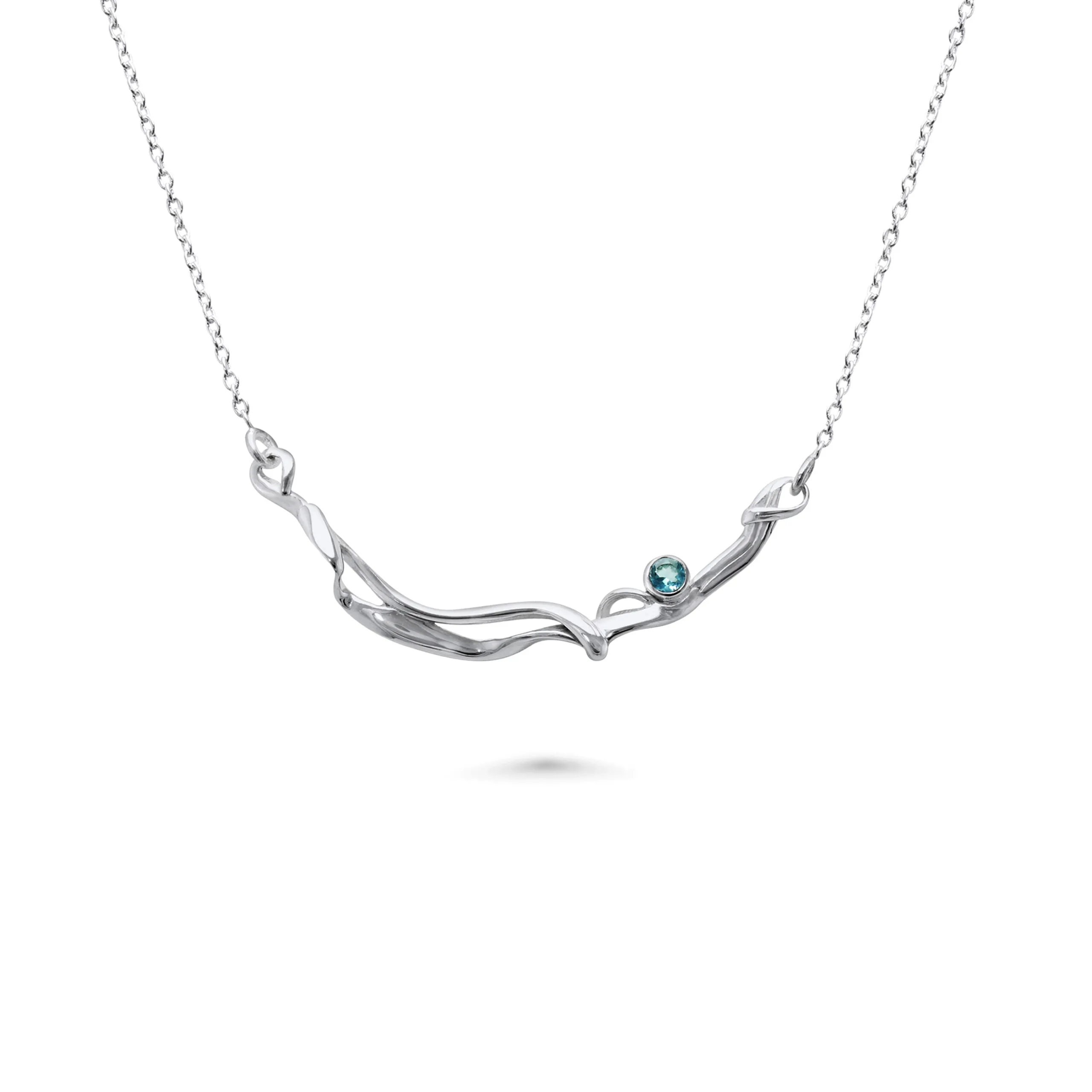 Banyan Sterling Silver Dainty Blue Topaz Necklace