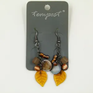 Beaded drop earrings with leaf detail