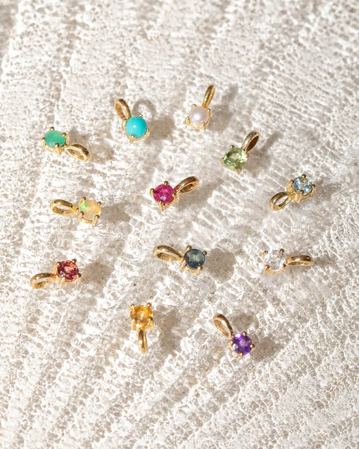 Birthstone Charm | Gold & White Topaz