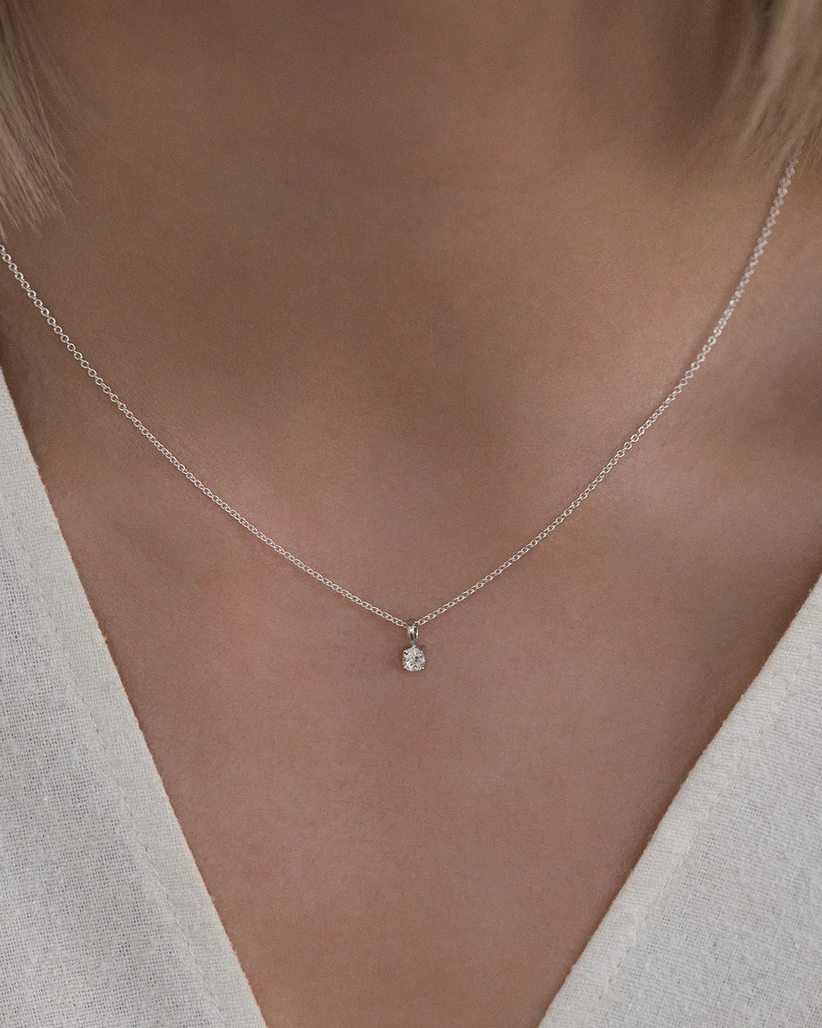 Birthstone Necklace | Silver & White Topaz
