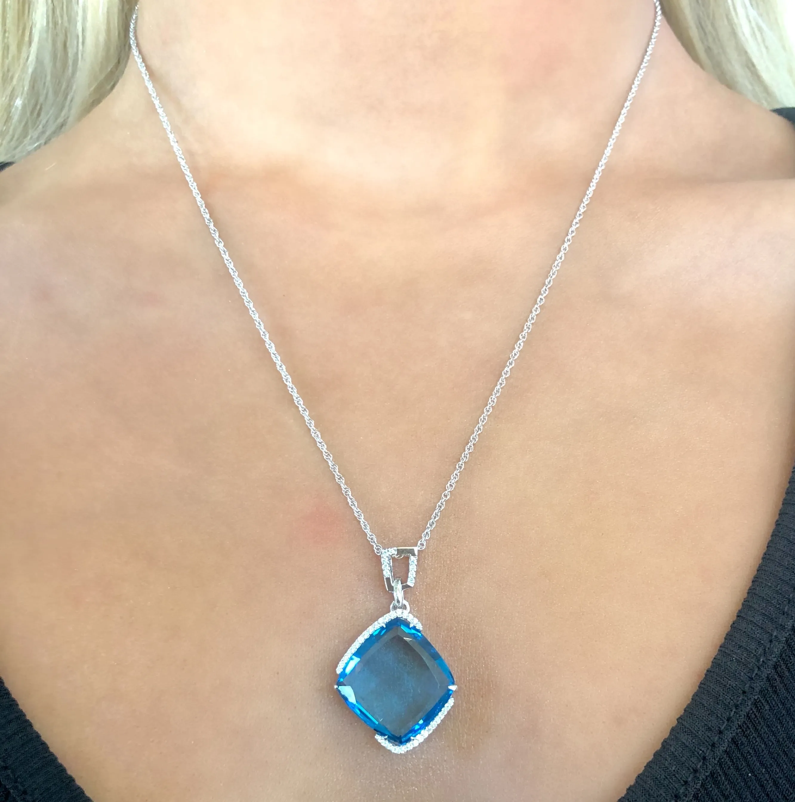 Blue Topaz Candy Drop Necklace