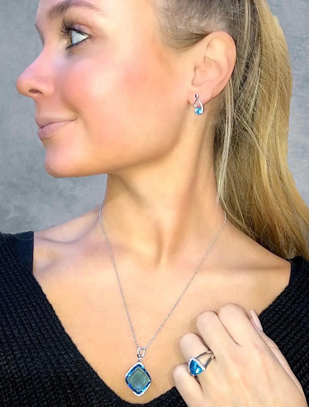 Blue Topaz Candy Drop Necklace