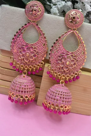 Bollywood Oxidized Gold Earrings: Long Party Style