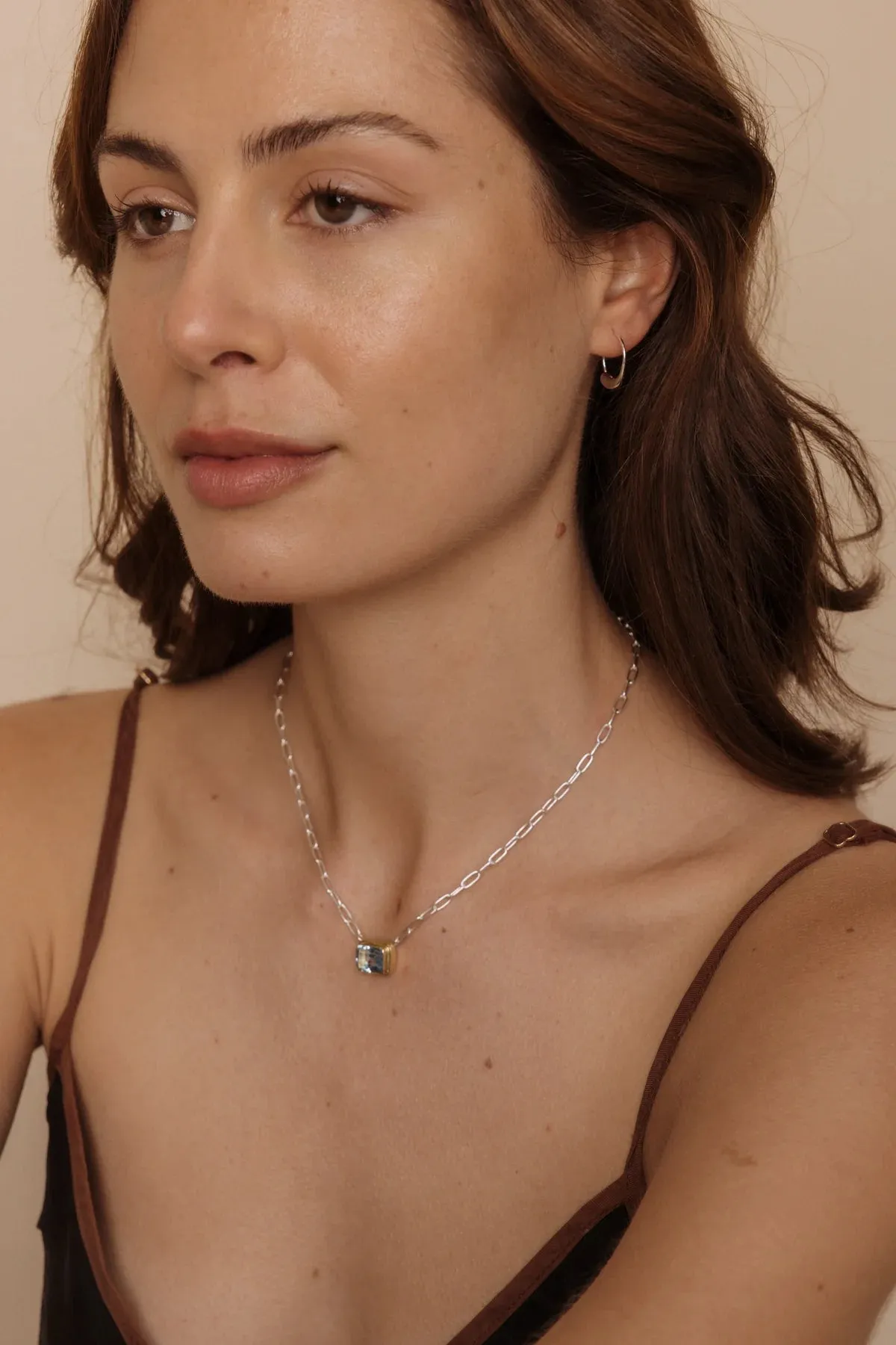 COVET HANDMADE - CLEO BLUE TOPAZ NECKLACE SILVER