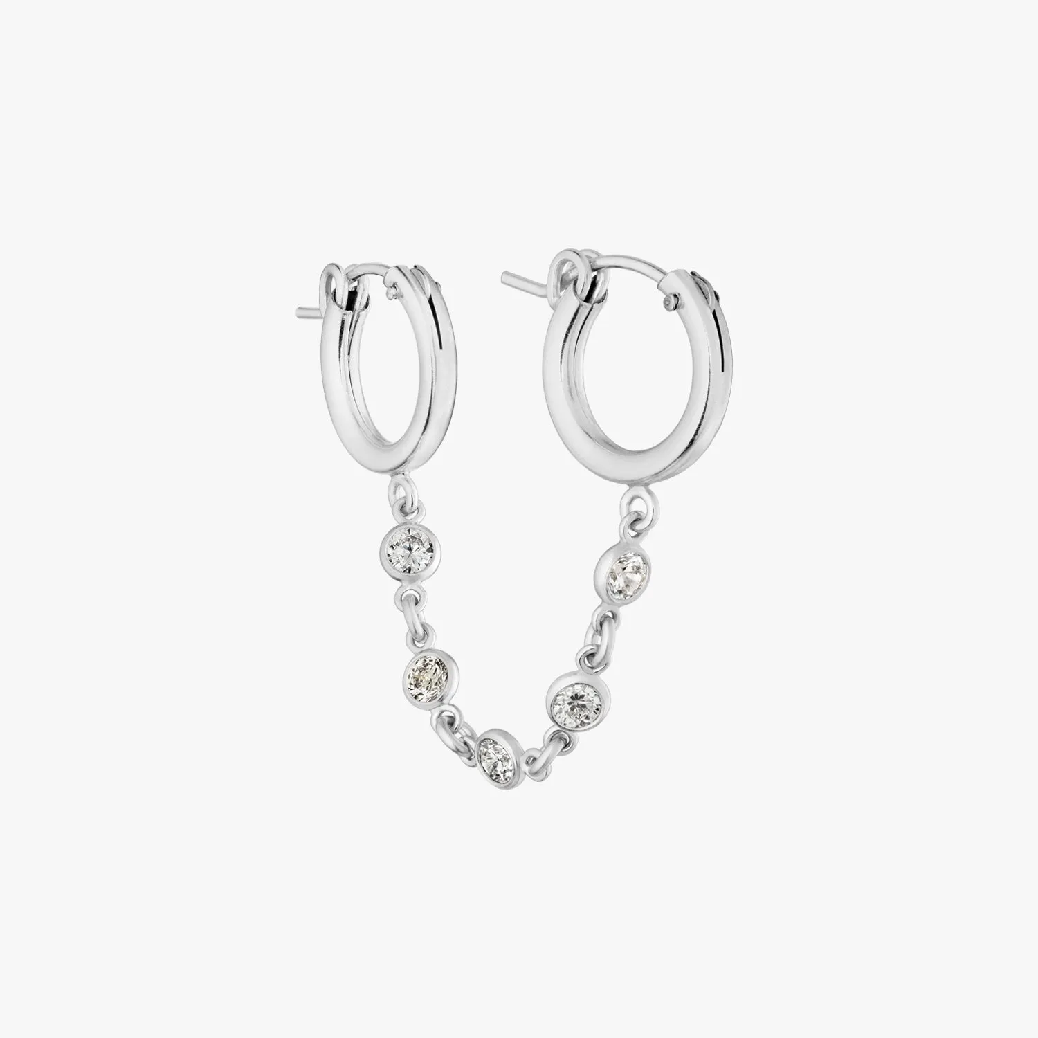 Double Hoop Sparkle Chain Earring