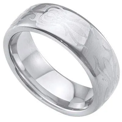 EXQUISITE LASER ENGRAVED CELTIC DESIGN CARBIDE TUNGSTEN RING