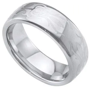 EXQUISITE LASER ENGRAVED CELTIC DESIGN CARBIDE TUNGSTEN RING