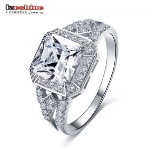 Exquisite Silver Plated Cubic Zircon Crystal Ring