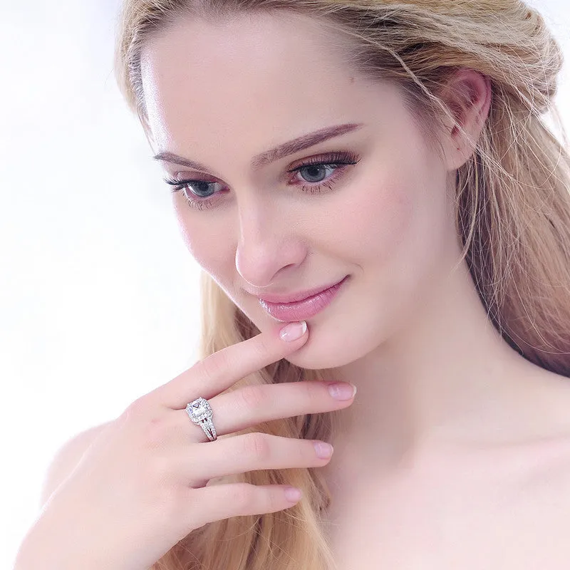 Exquisite Silver Plated Cubic Zircon Crystal Ring