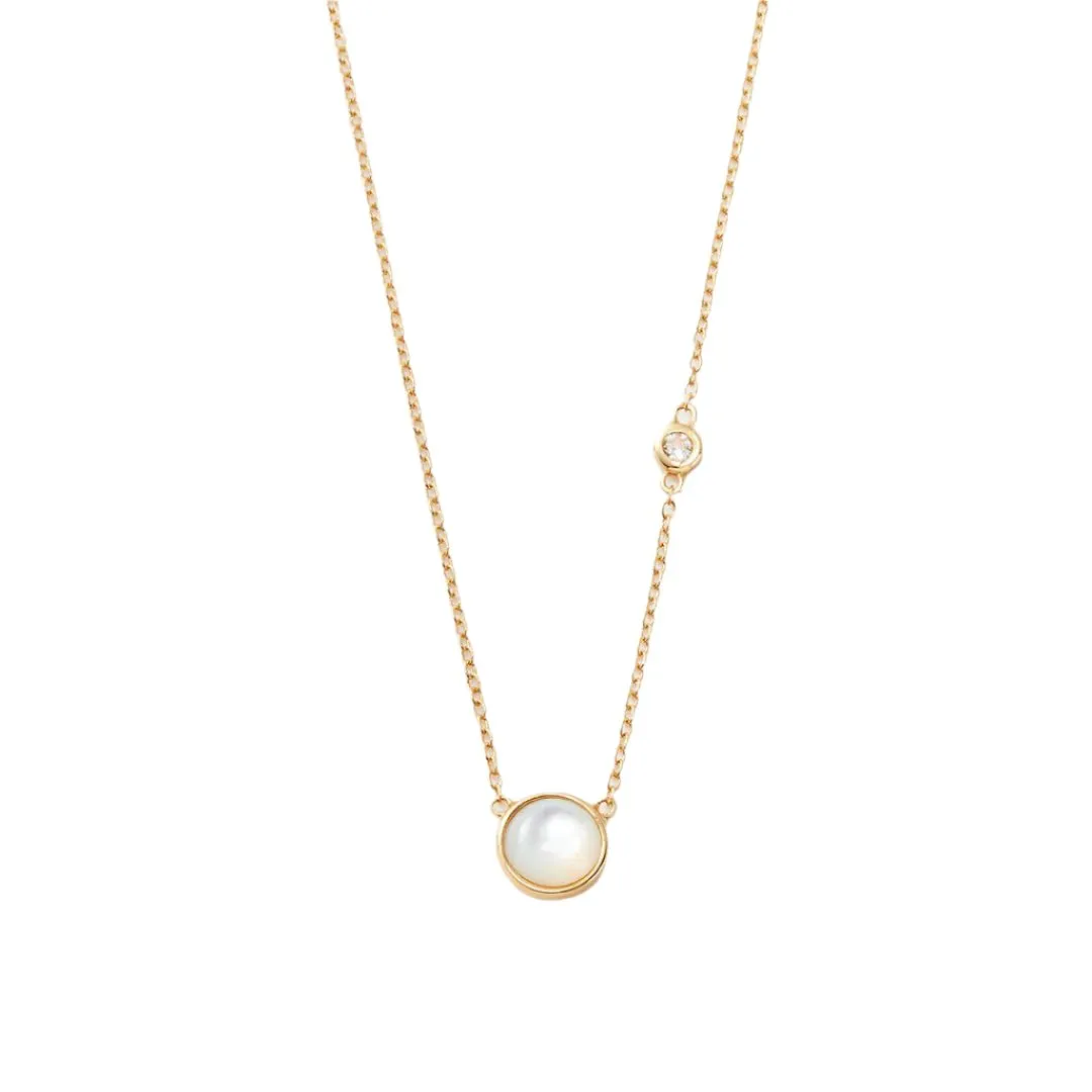 Gold Round Pearl Necklace