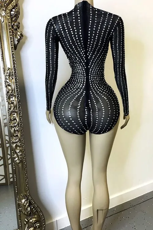 Hot Legs Diamante Playsuit Set
