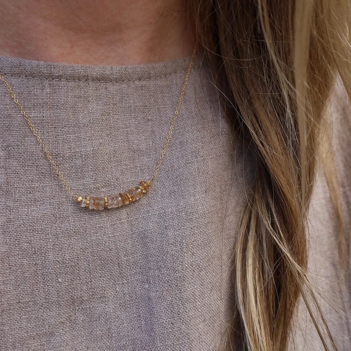 Imperial Topaz with Vermeil Spacers on Gold Fill Necklace