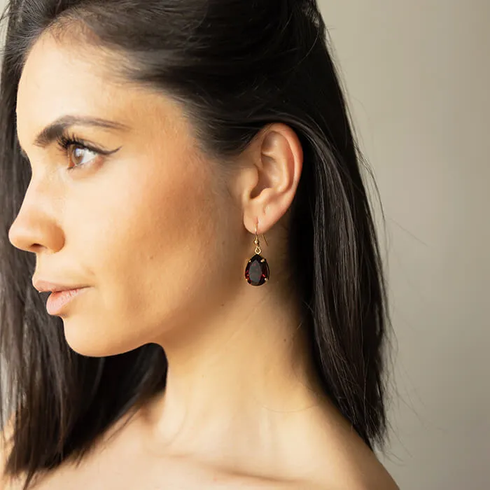 Kenza Amber Swarovski Pear Drop Earrings