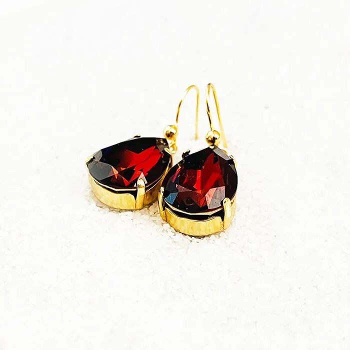 Kenza Amber Swarovski Pear Drop Earrings