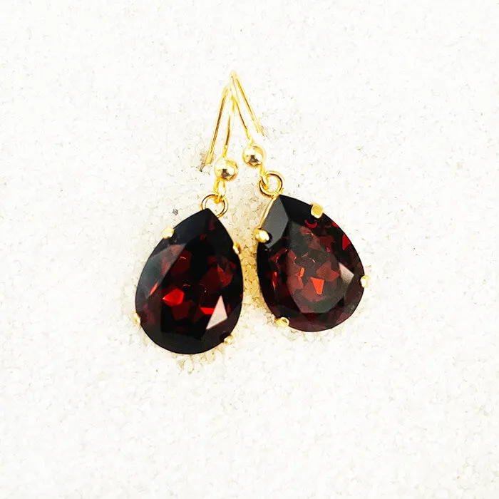Kenza Amber Swarovski Pear Drop Earrings
