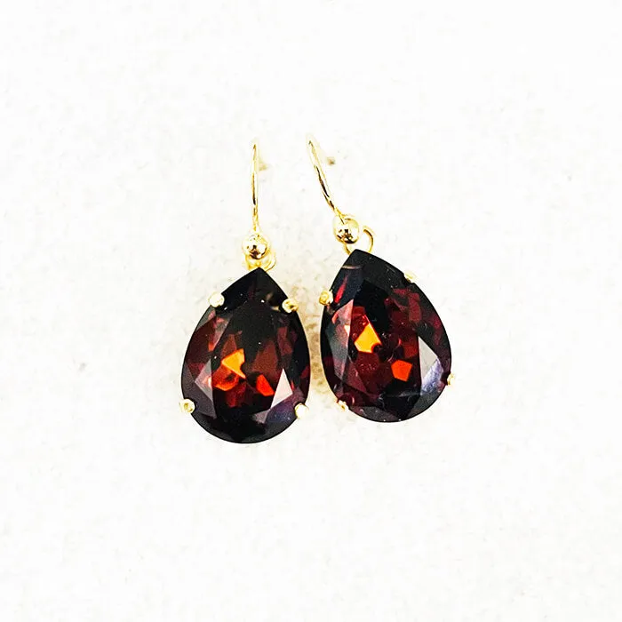 Kenza Amber Swarovski Pear Drop Earrings
