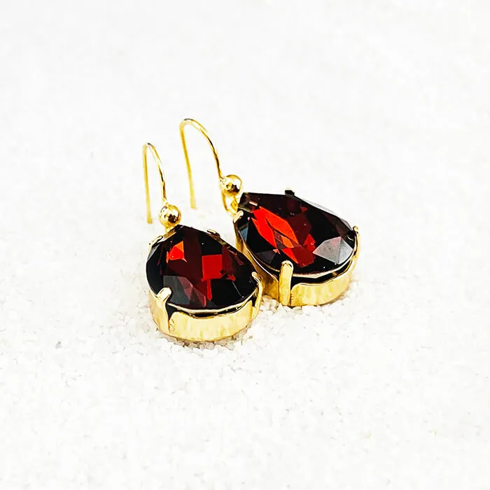 Kenza Amber Swarovski Pear Drop Earrings