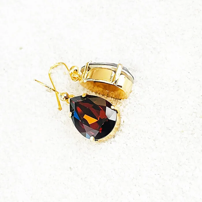 Kenza Amber Swarovski Pear Drop Earrings