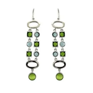 LOAS1334 - Rhodium 925 Sterling Silver Earrings with AAA Grade CZ  in Peridot