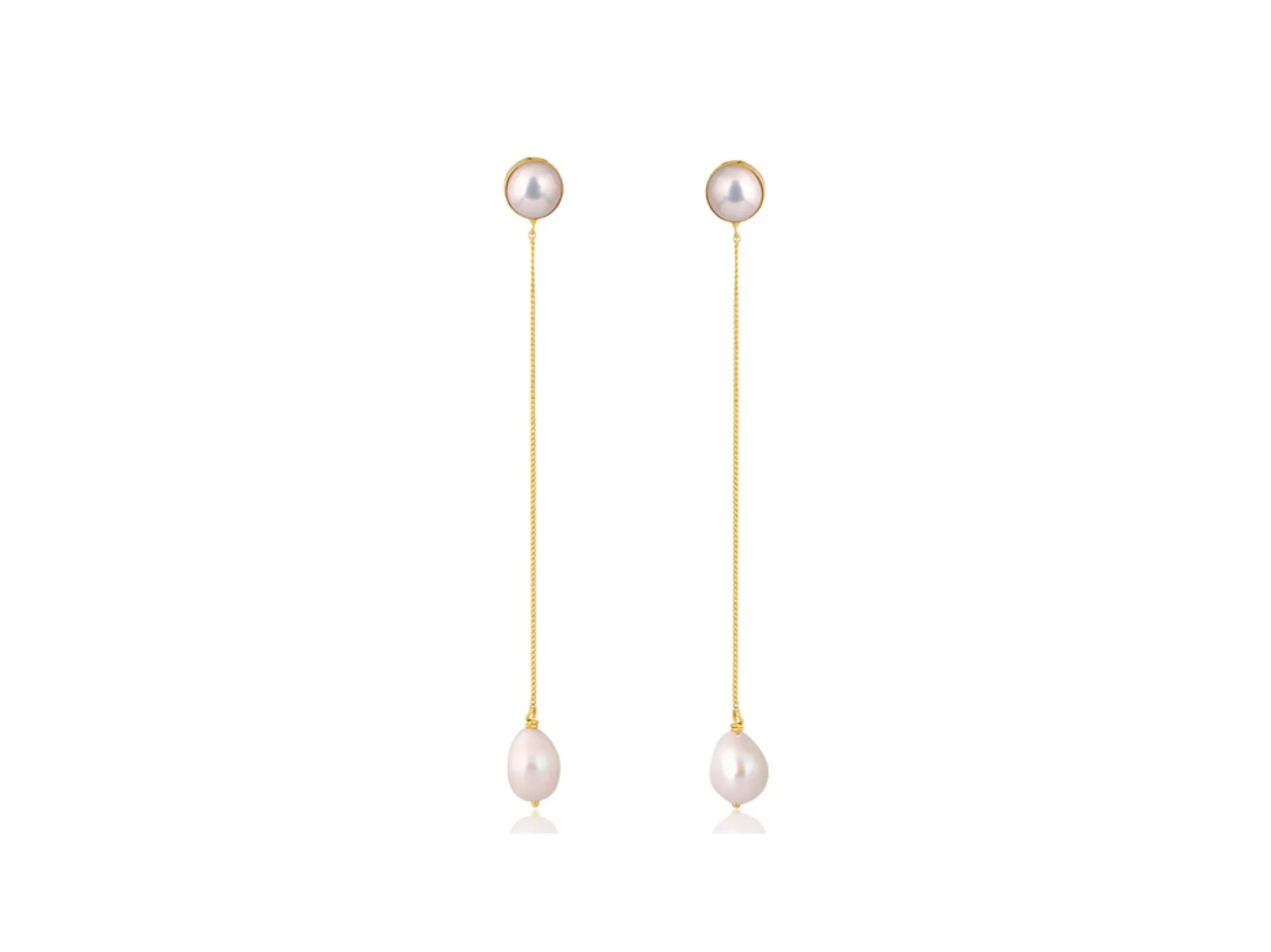 Lola Knight - Maya - Pearl Dangle Earrings - 18CT Gold