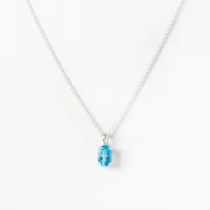 Luna, an Oval cut Swiss Blue Topaz Necklace - 7x5mm