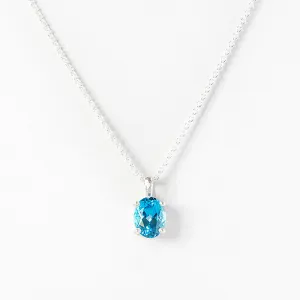 Luna, an Oval cut Swiss Blue Topaz Necklace - 8x6mm