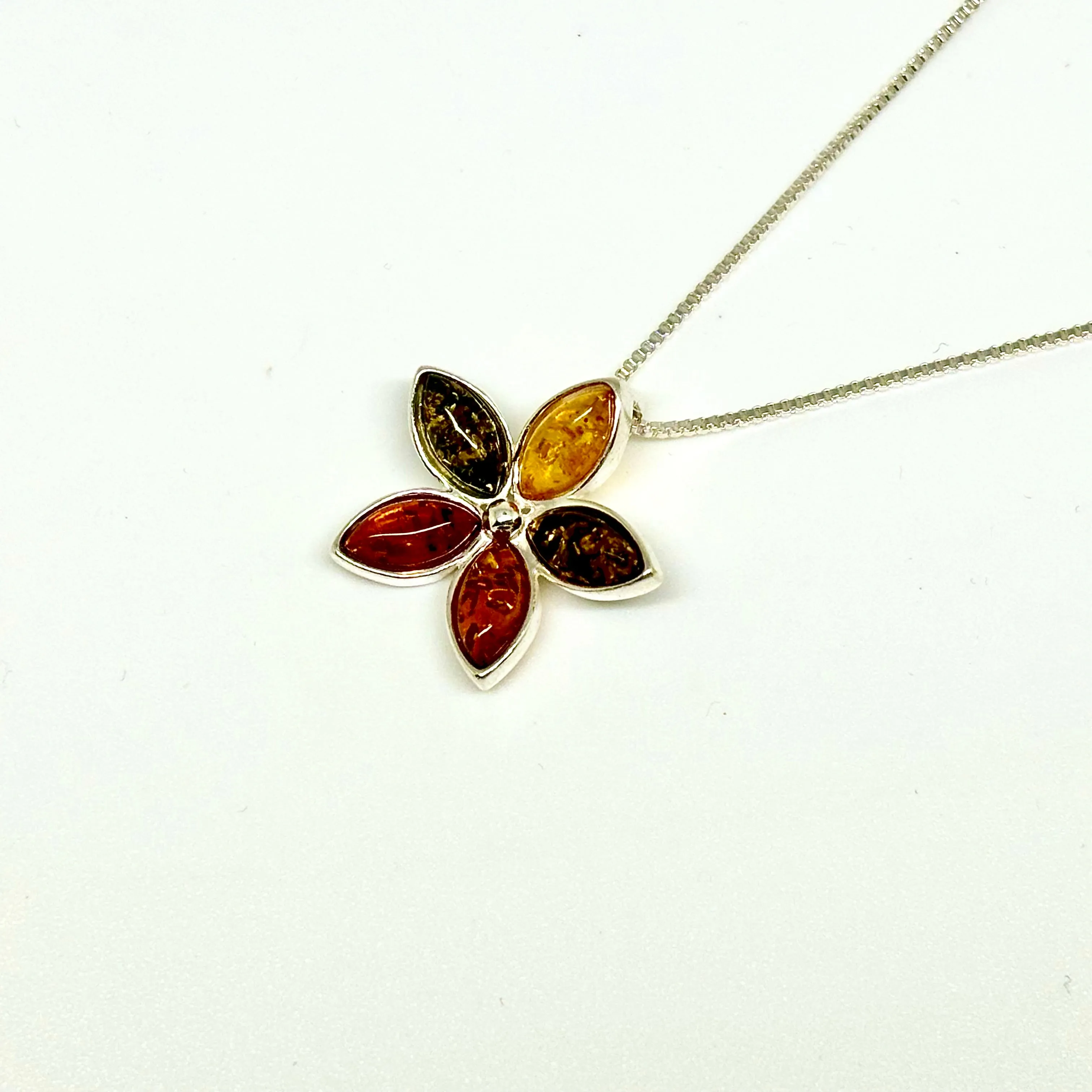Multi Color Flower Pendant Necklace/Earrings Set