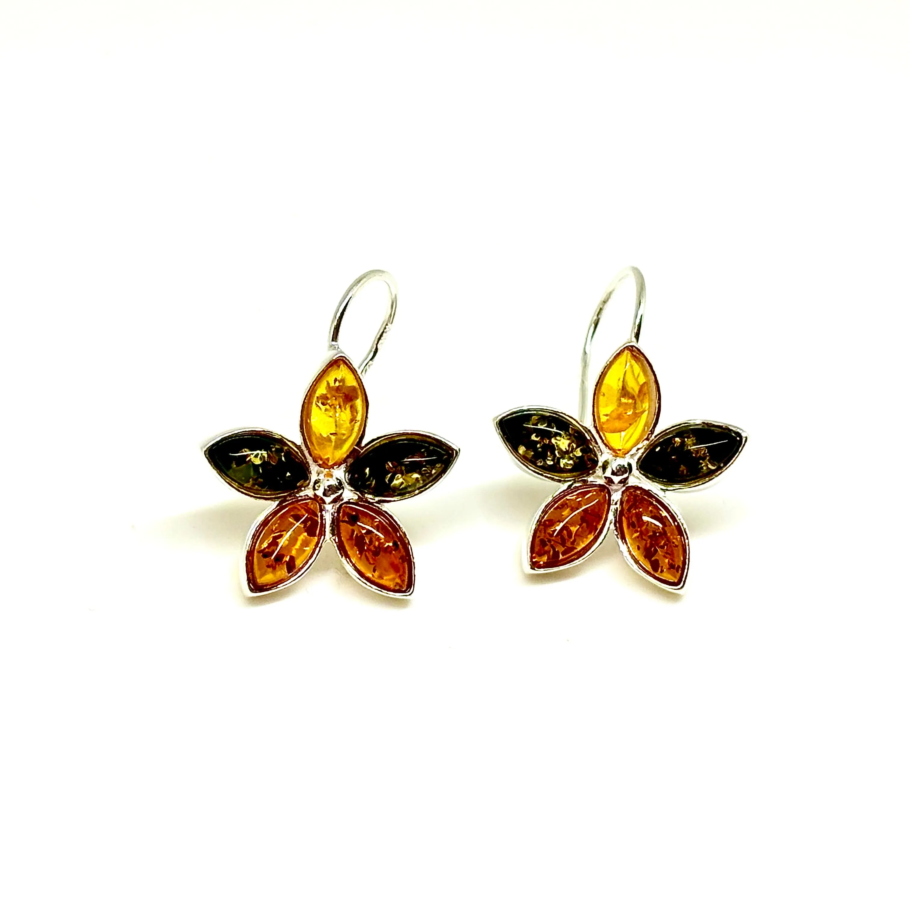 Multi Color Flower Pendant Necklace/Earrings Set