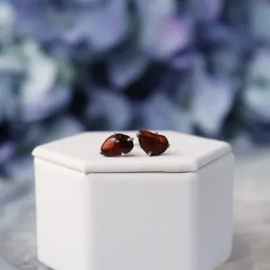 Natural Amber Silver Stud Earrings